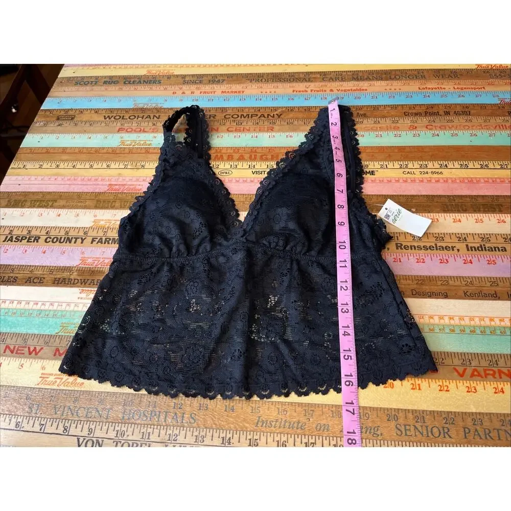NEW Aerie S Show Off Paisley Lace Light Pads Plunge Tank Top Bra Black $39 - Picture 9 of 10